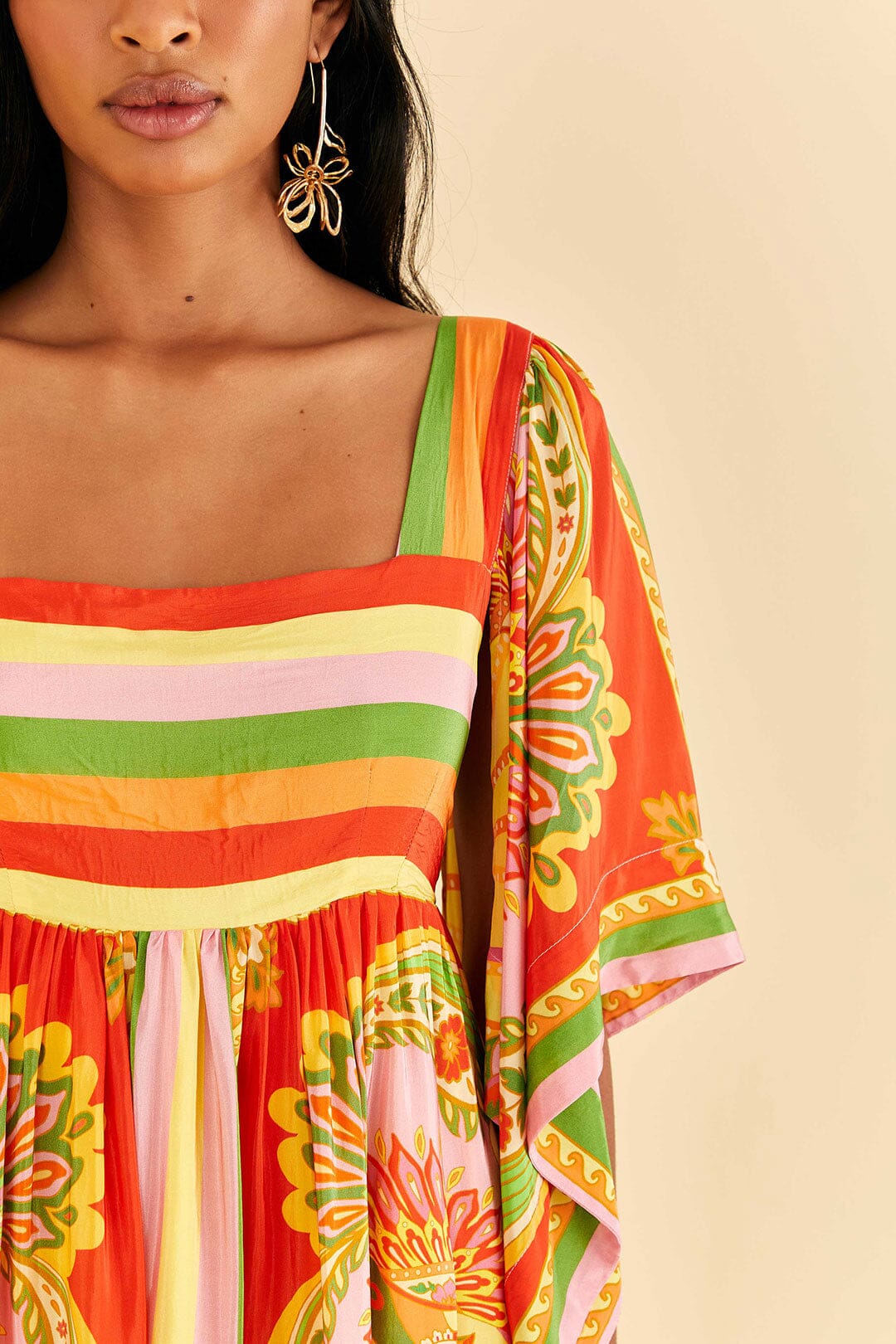Robe midi Beach Toucans - Orange