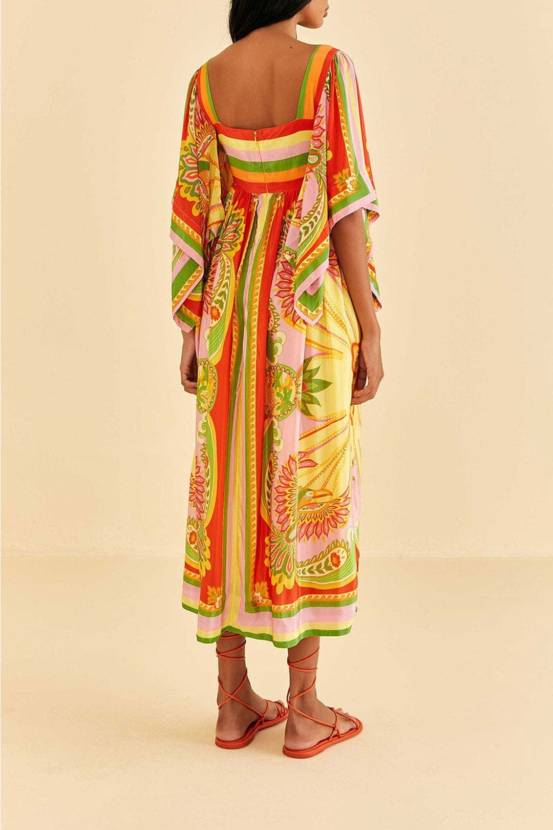 Robe midi Beach Toucans - Orange