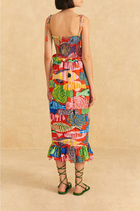 Robe midi Striped Fishes - Rouge