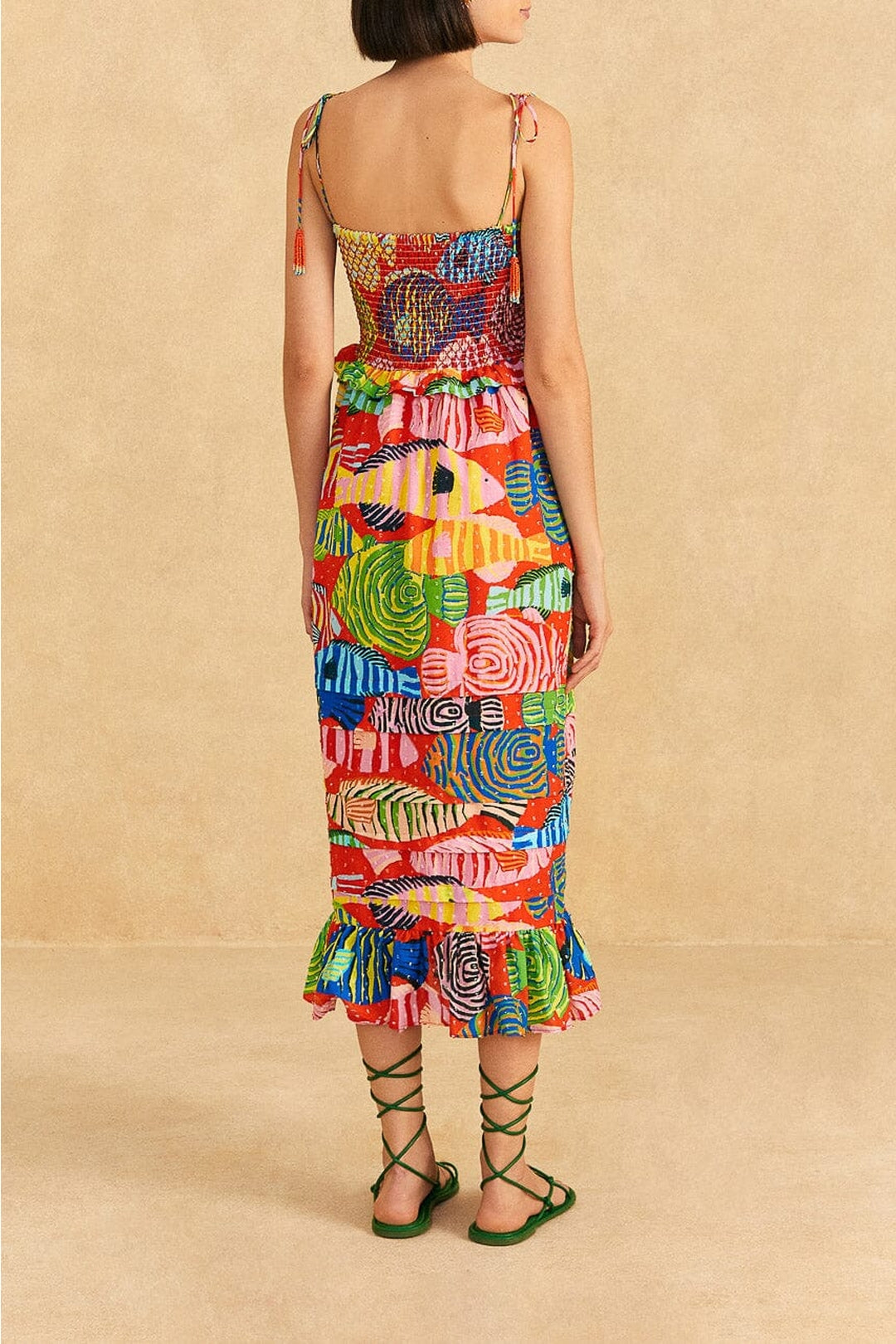 Robe midi Striped Fishes - Rouge