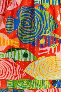 Robe midi Striped Fishes - Rouge