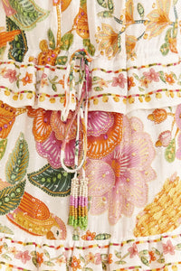 Robe midi Macaw Bloom en coton - Beige