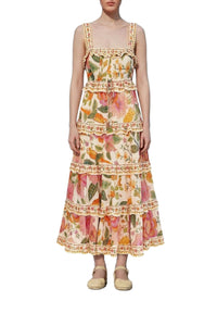 Robe midi Macaw Bloom en coton - Beige
