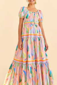 Robe longue Leaves - Rose