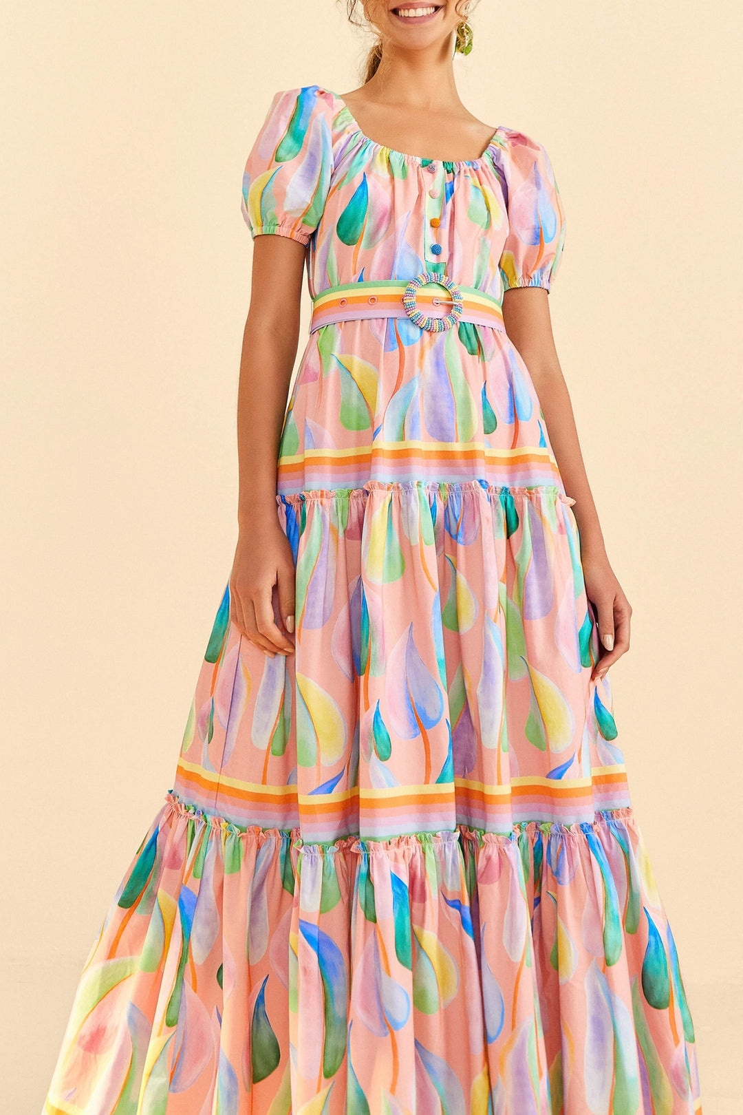 Robe longue Leaves - Rose