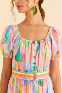 Robe longue Leaves - Rose