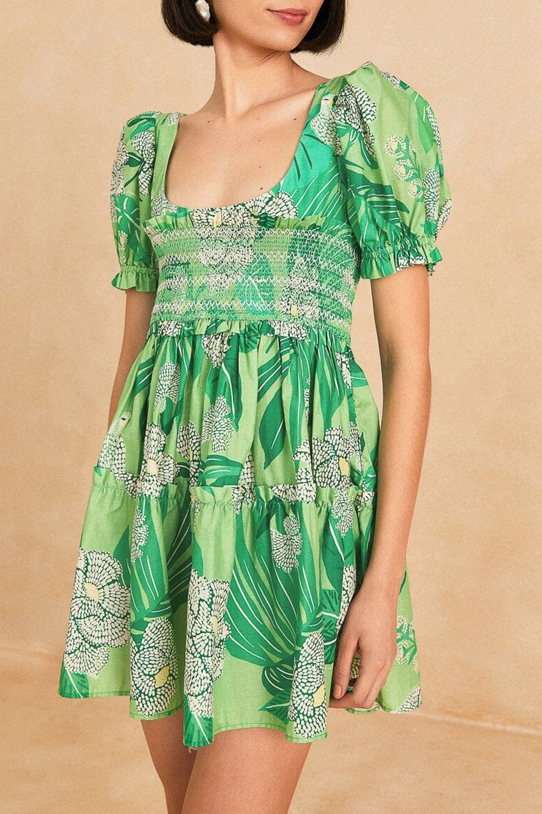Robe courte Dewdrop Floral - Vert