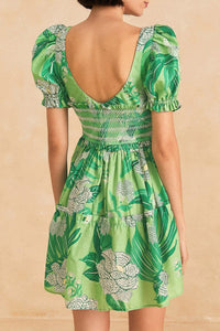 Robe courte Dewdrop Floral - Vert