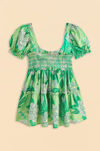 Robe courte Dewdrop Floral - Vert