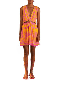 Robe courte Ananas Love en lin - Rose