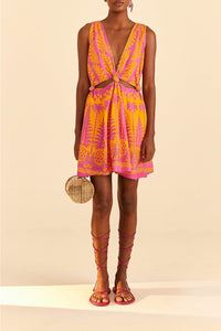 Robe courte Ananas Love en lin - Rose