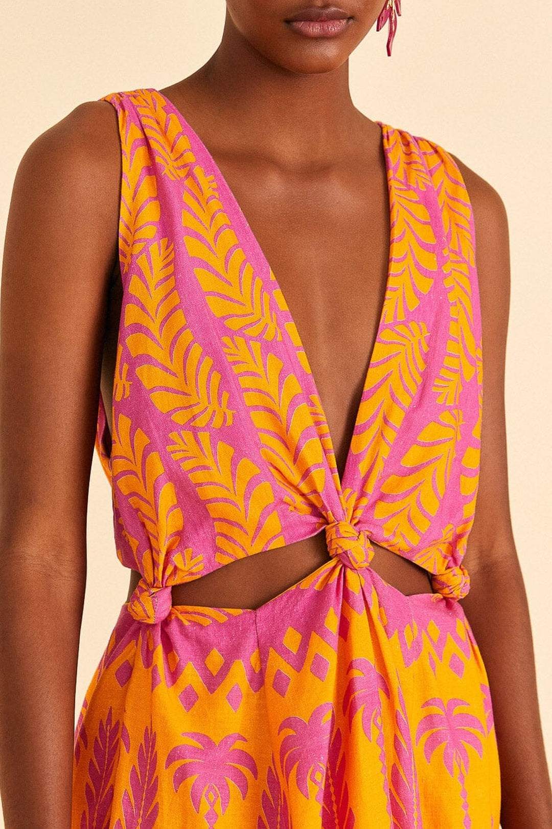 Robe courte Ananas Love en lin - Rose