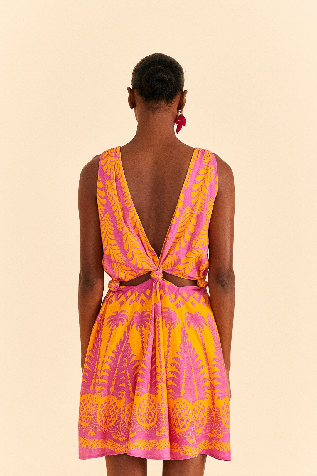 Robe courte Ananas Love en lin - Rose