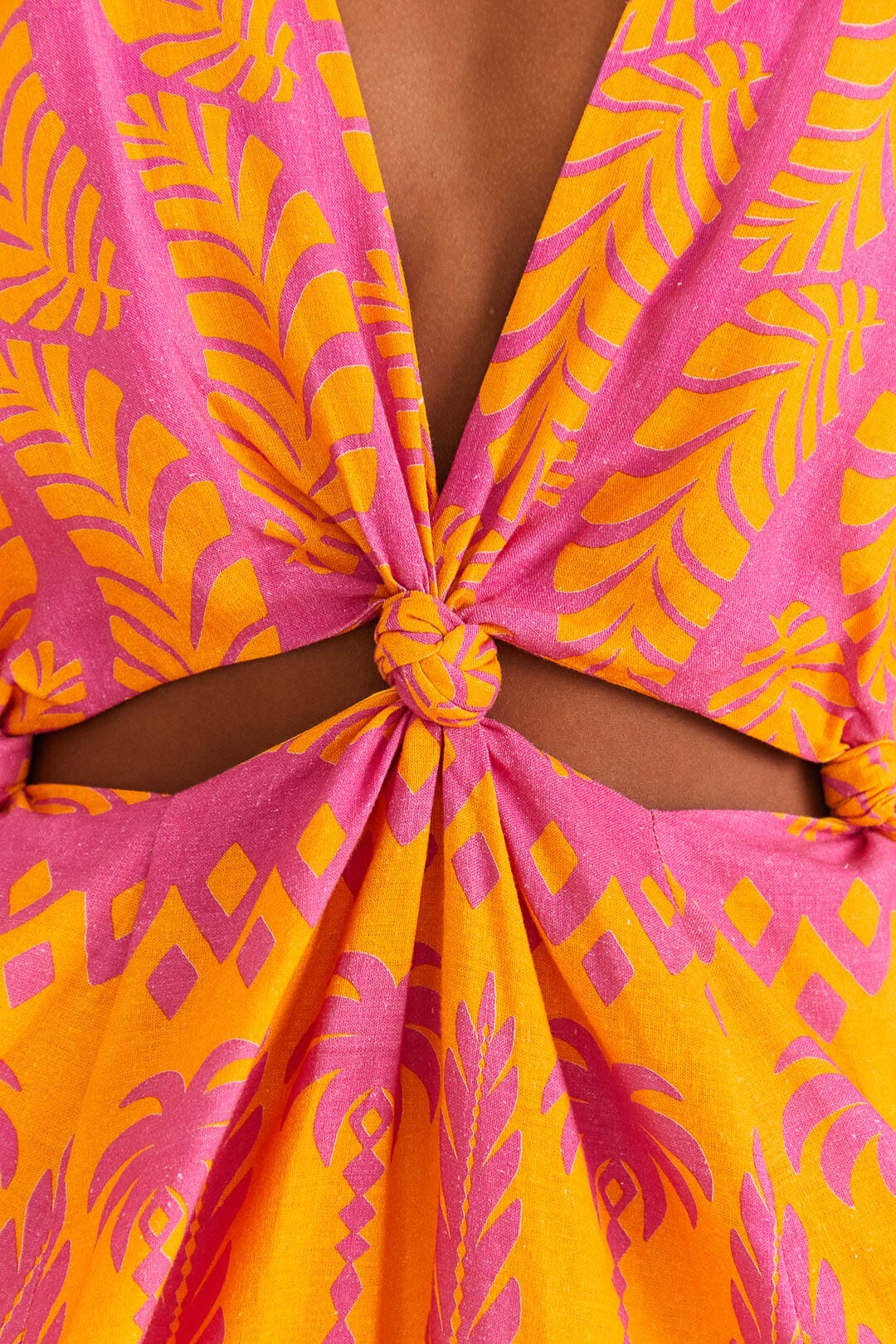 Robe courte Ananas Love en lin - Rose