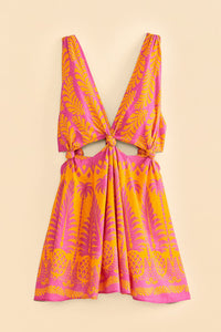 Robe courte Ananas Love en lin - Rose