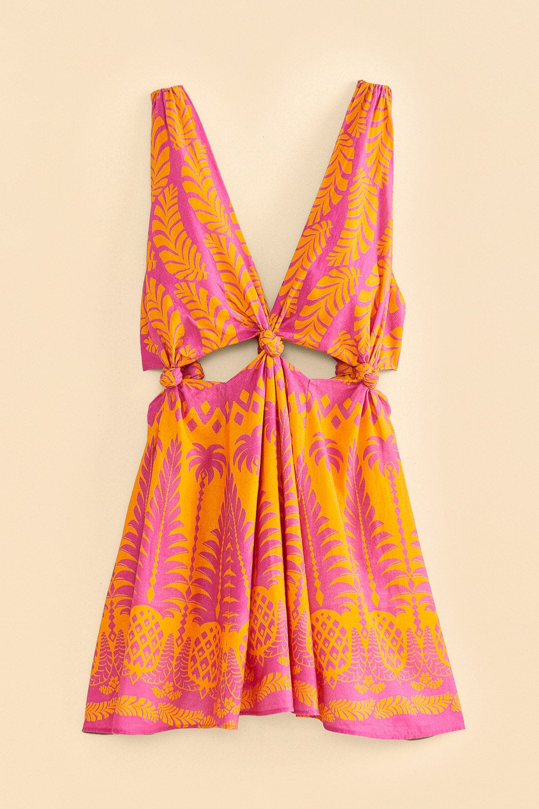 Robe courte Ananas Love en lin - Rose