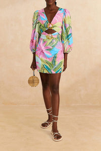 Robe courte Beach Vibe en lin - Multicolore