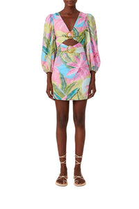 Robe courte Beach Vibe en lin - Multicolore