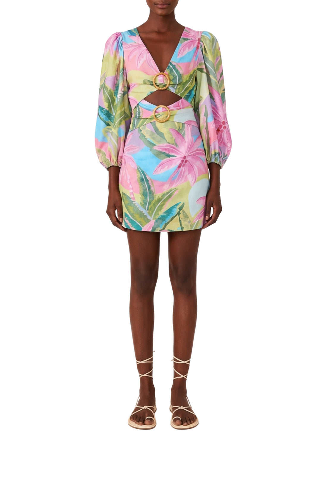 Robe courte Beach Vibe en lin - Multicolore