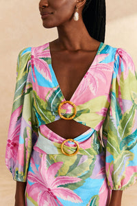 Robe courte Beach Vibe en lin - Multicolore