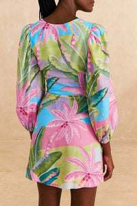 Robe courte Beach Vibe en lin - Multicolore