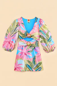 Robe courte Beach Vibe en lin - Multicolore