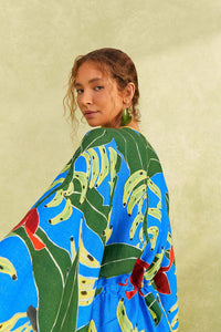 NEW_Banana Leaves Blue Robes courtes - Banana Leaves Blue