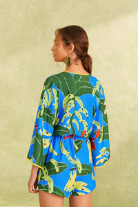 NEW_Banana Leaves Blue Robes courtes - Banana Leaves Blue