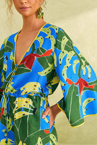 NEW_Banana Leaves Blue Robes courtes - Banana Leaves Blue