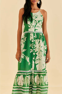 Robe midi Lace Monsteras - Vert