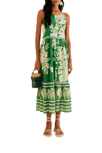Robe midi Lace Monsteras - Vert