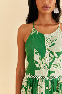 Robe midi Lace Monsteras - Vert