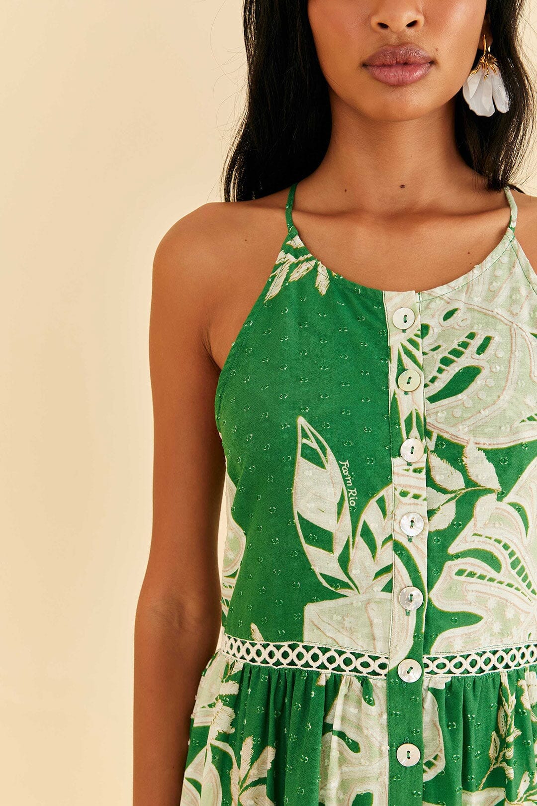 Robe midi Lace Monsteras - Vert