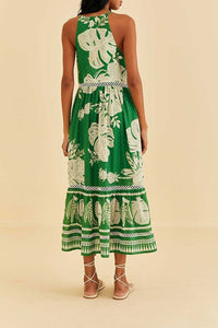 Robe midi Lace Monsteras - Vert