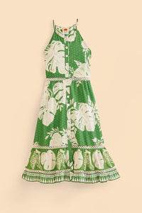 Robe midi Lace Monsteras - Vert