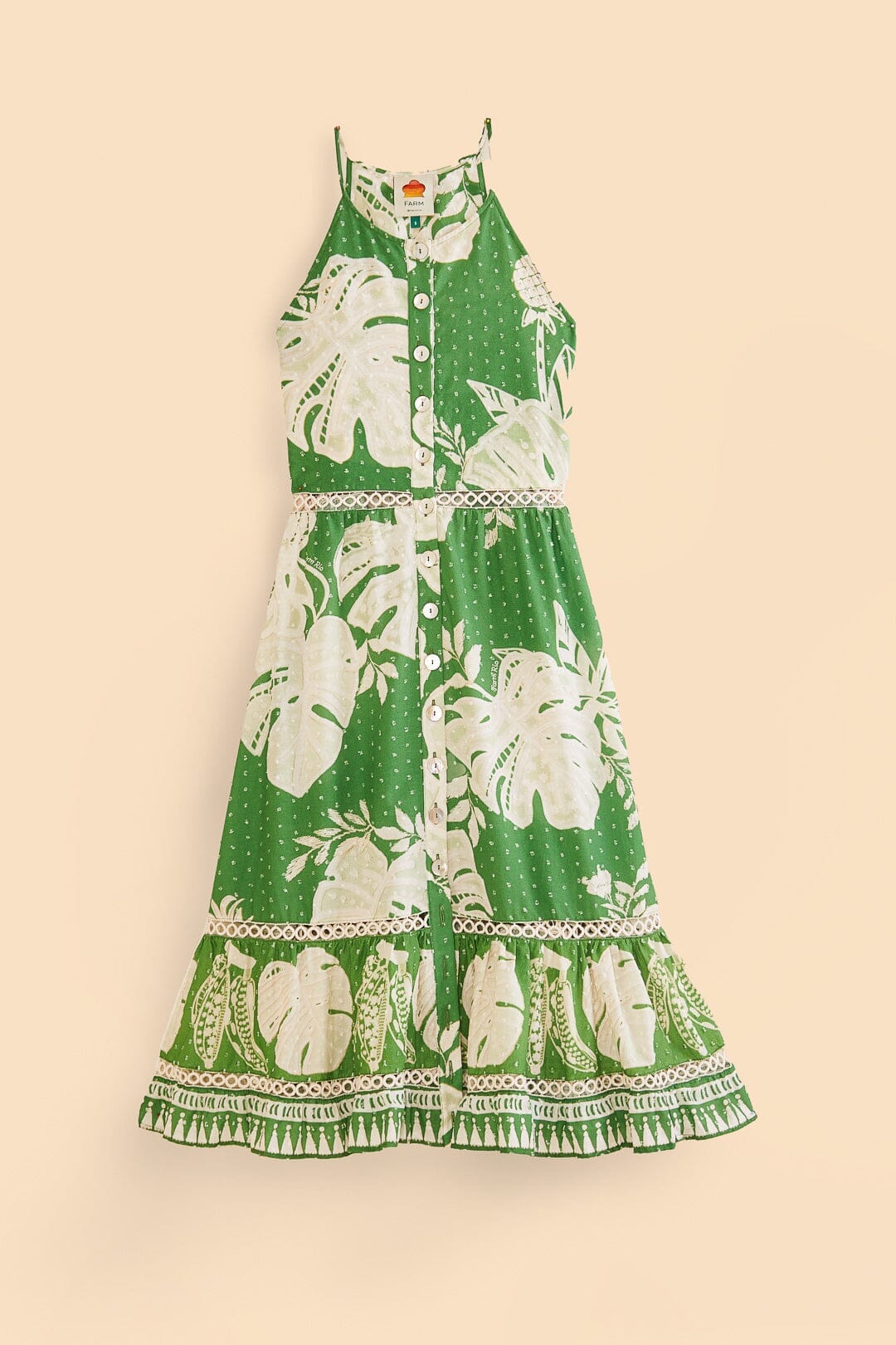 Robe midi Lace Monsteras - Vert