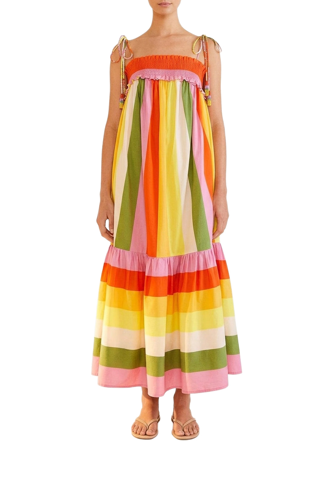 Robe longue à rayures - Rouge