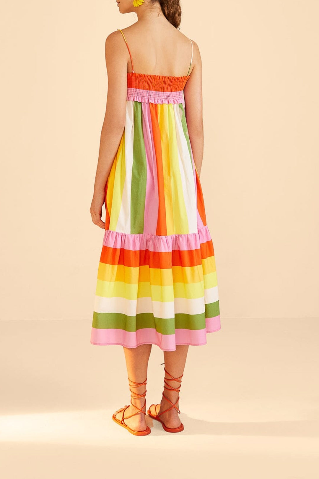 Robe longue à rayures - Rouge