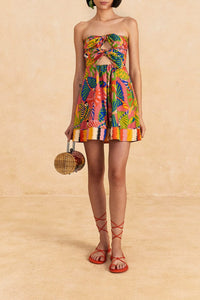 Graphic Macaws cotton short dress - Multicolour