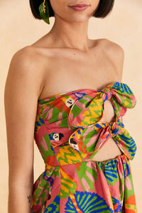 Graphic Macaws cotton short dress - Multicolour