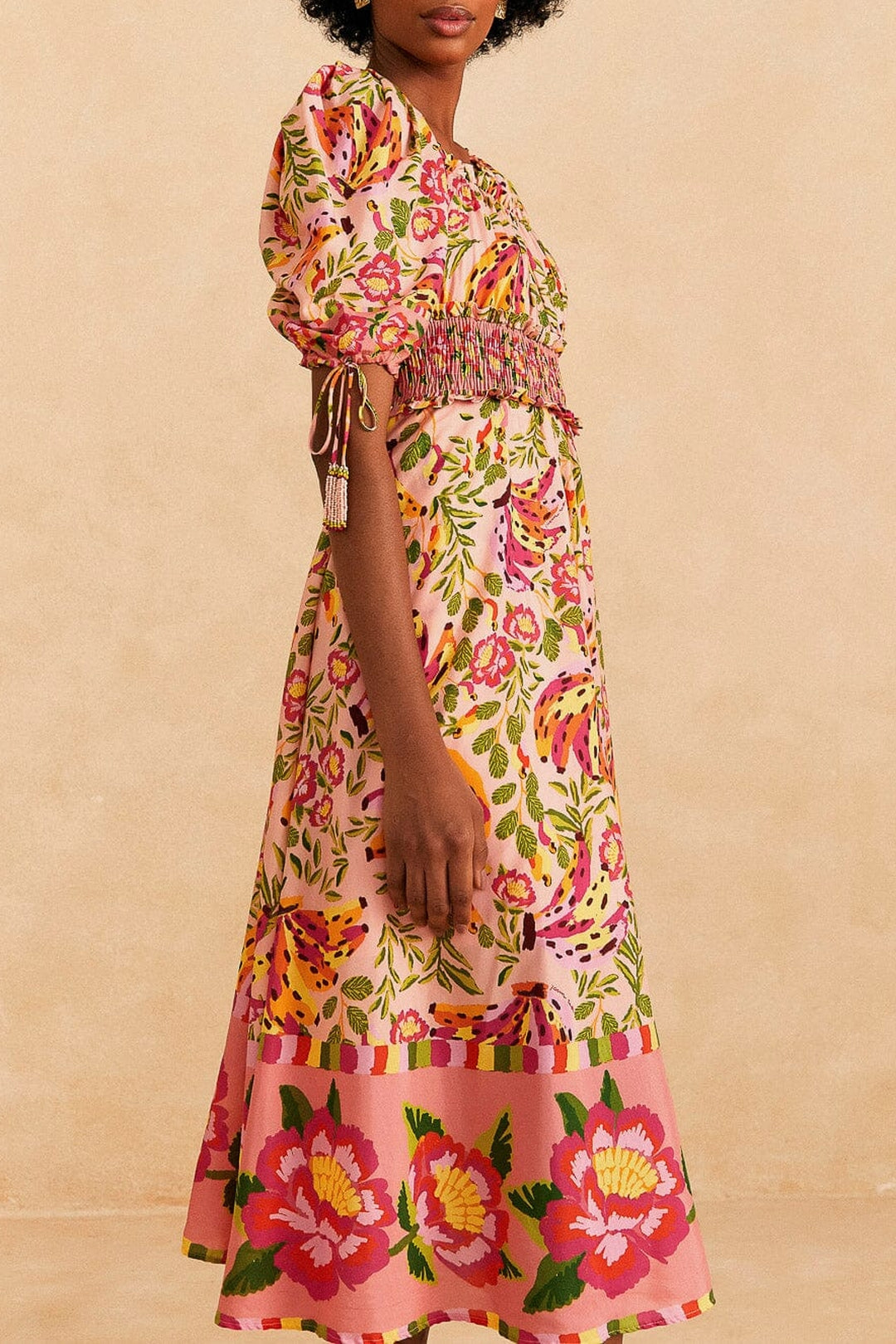 Robe midi Painted Bananas - Rose
