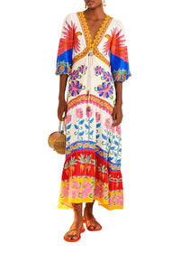 MEDIA OFF LINE_Robe maxi Vivid Garden en lin - Multicolore