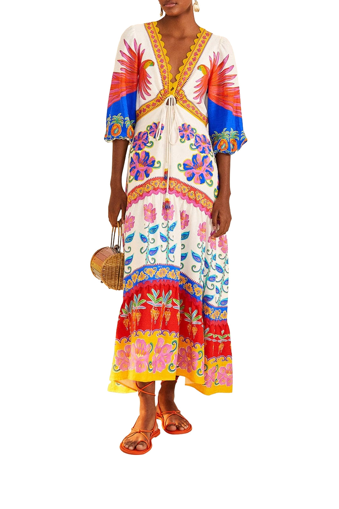 MEDIA OFF LINE_Robe maxi Vivid Garden en lin - Multicolore