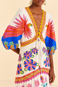MEDIA OFF LINE_Robe maxi Vivid Garden en lin - Multicolore