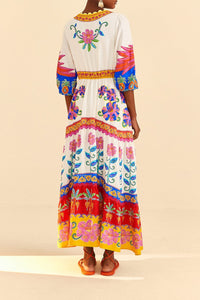 MEDIA OFF LINE_Robe maxi Vivid Garden en lin - Multicolore
