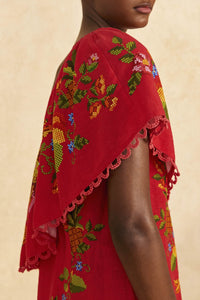Robe courte Tropical Romance en lin - Rouge