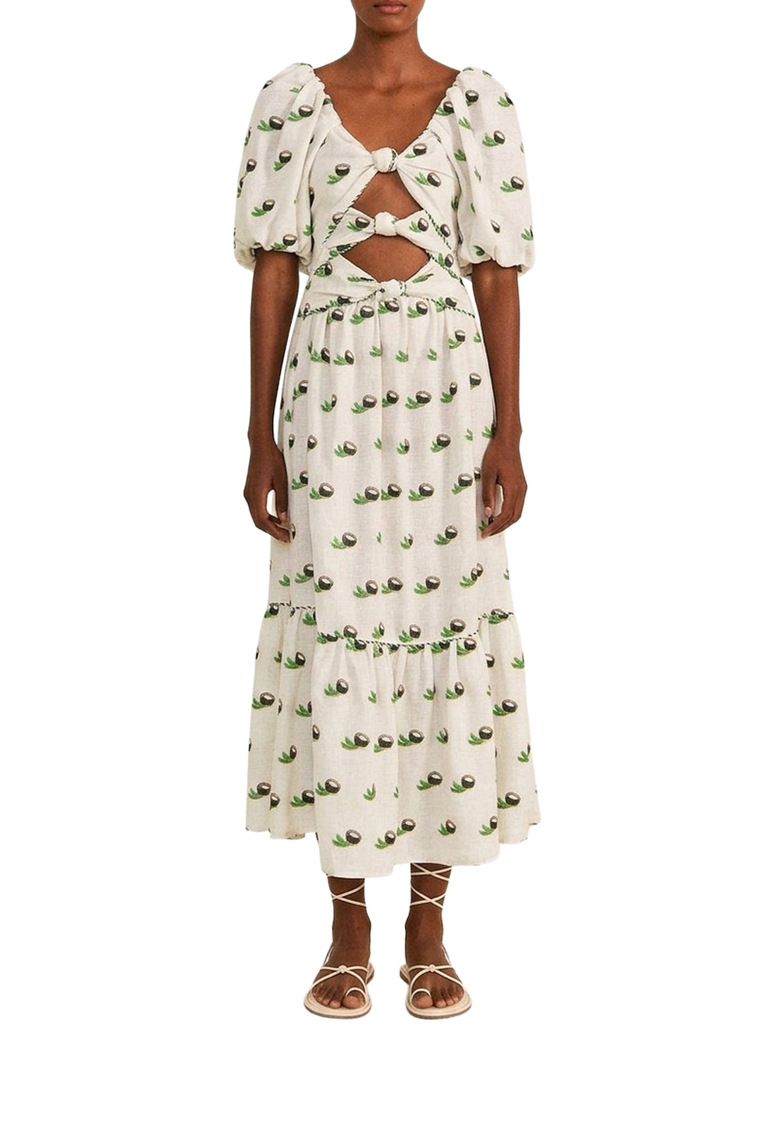 Robe longue Coconut brodée en lin - Blanc