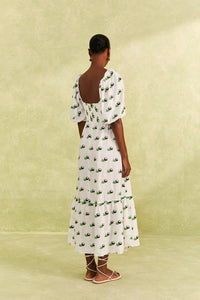 Robe longue Coconut brodée en lin - Blanc