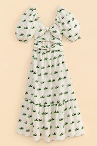 Robe longue Coconut brodée en lin - Blanc