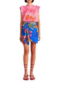 Jupe courte Painted Jungle - Bleu
